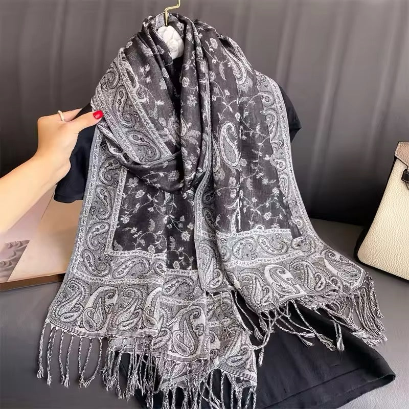 Luxury Women Classic Pashmina  Cashmere Touch Bohemia Scarf - Warm Fringe Shawl