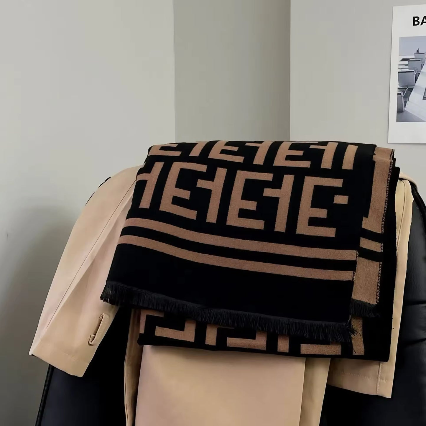 Women Luxurious Cashmere Touch Scarf - Warm Fringe Shawl