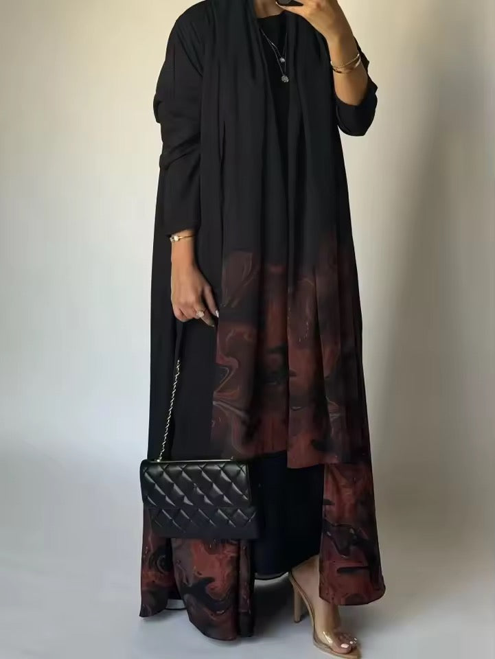Split Women Black Abaya Modest Clothing Women Split Coat Abaya