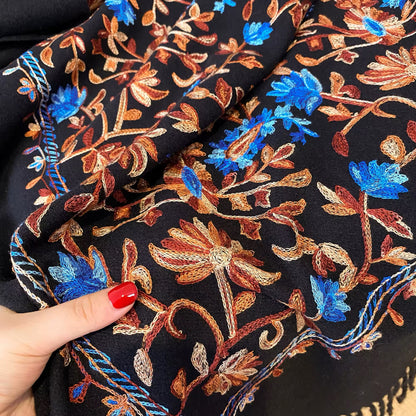 Women Embroidered Scarf Elegant and Versatile for Women Floral Long Shawl