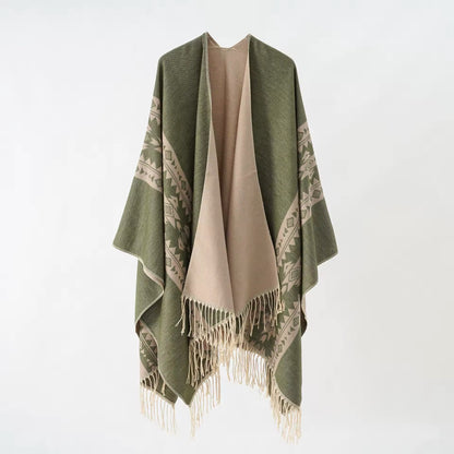 Cashmere Wool Cape Scarf Split Thickened Autumn and Winter Women Cape