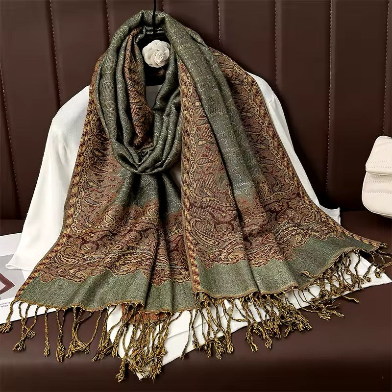 Luxury Women Classic Pashmina Cashmere Touch Bohemia Scarf - Warm Fringe Shawl