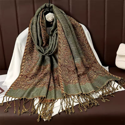 Luxury Women Classic Pashmina Cashmere Touch Bohemia Scarf - Warm Fringe Shawl