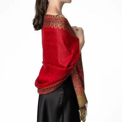 Luxury Women Classic Pashmina Cashmere Touch Bohemia Scarf - Warm Fringe Shawl