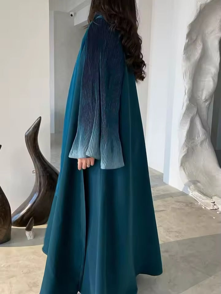 Women Split Abaya Open Front Kaftan Arab Long Robe