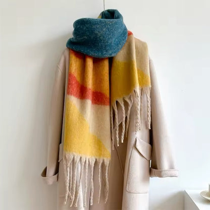 Women Woollen & Men Wool Scarf - Warm Fringe Shaw