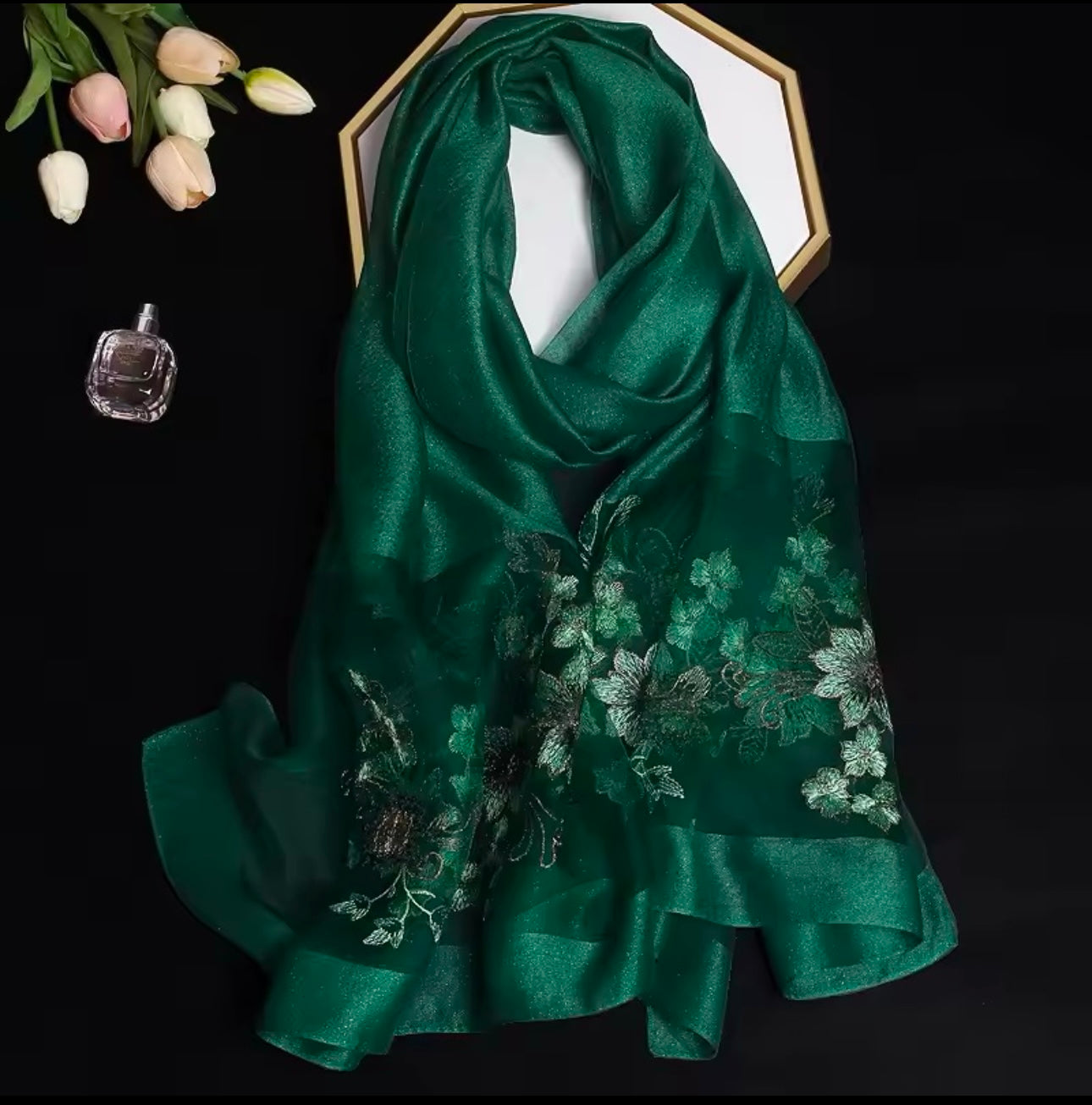 Women Embroidered Scarf Elegant and Versatile for Women Floral Shawl
