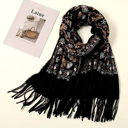 Women Embroidered Scarf Elegant and Versatile for Women Floral Shawl