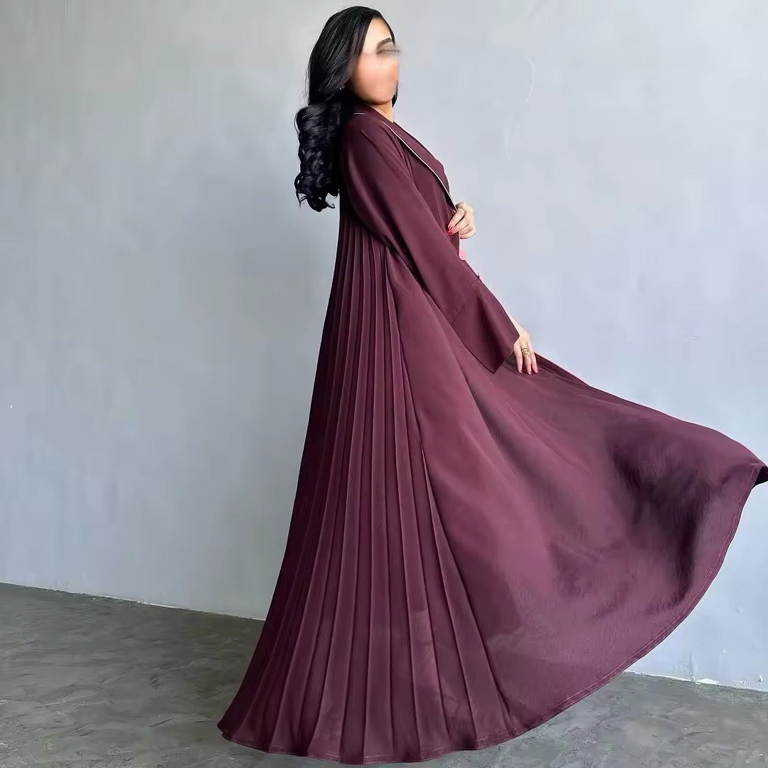 Women Split Abaya Open Front Kaftan Arab Long Robe
