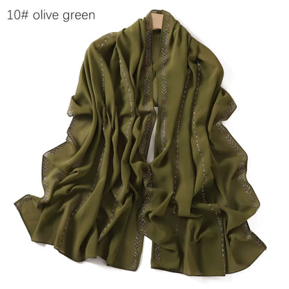 Women Glimmer Shiny Women Hijab Scarf Muslim Long Scarves Light Weight