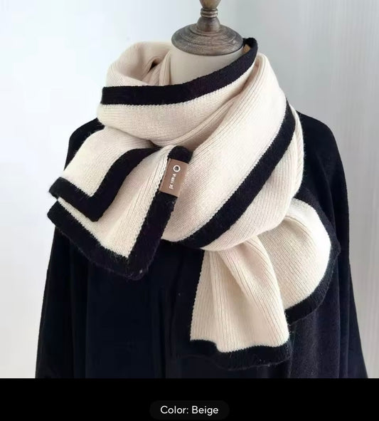 Men & Women Winter Warm Knitted Scarf Solid Color Outdoor Thickened Neckerchief Vintage Wraps Long Neck Cover Men Wool Women Woollen