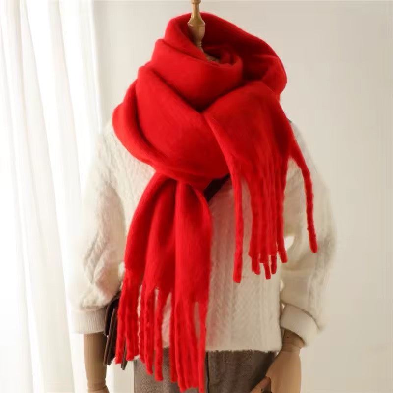 Men Wool & Women Woollen Cashmere Touch Scarf - Warm Fringe Shawl