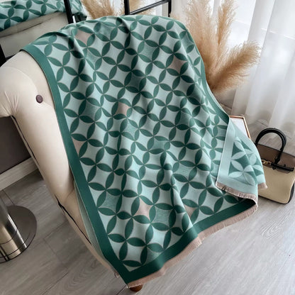 Women Luxurious Cashmere Touch Scarf - Warm Fringe Shawl