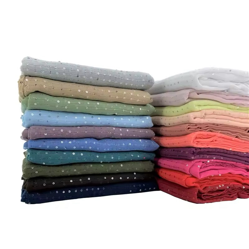 Women Glimmer Shiny Women Hijab Scarf Muslim Long Scarves Light Weight