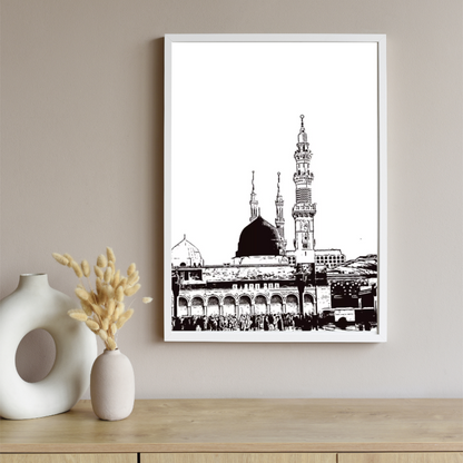 Hand Drawn Madina City Art on Cartridge Paper - No Frame (Size: A4 & A3)