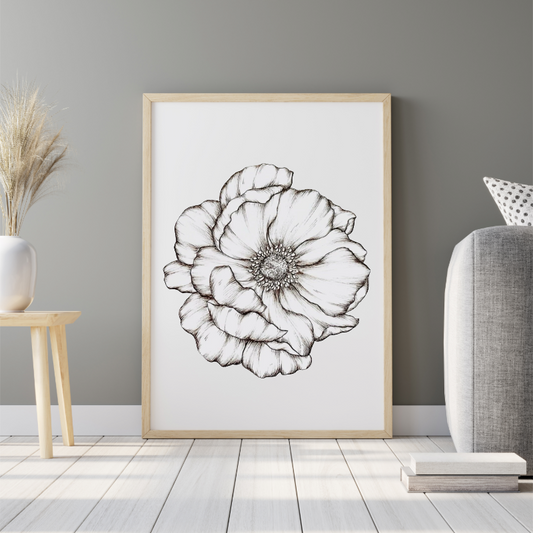 Hand Drawn Floral Art On Cartridge Paper - No Frame (Size: A4 & A3)