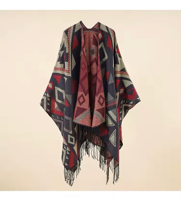Cashmere Wool Cape Scarf Split Thickened Autumn and Winter Women Cape