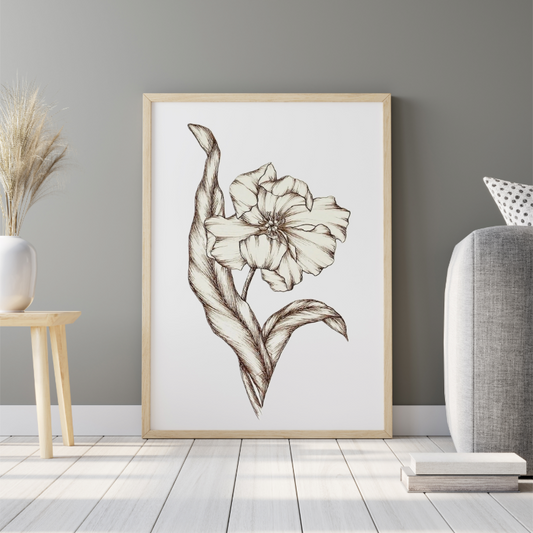 Hand Drawn Floral Art on Cartridge Paper - No Frame (Size: A4 & A3)