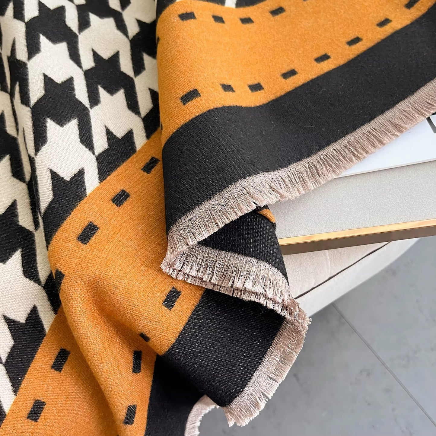 Women Luxurious Cashmere Touch Scarf - Warm Fringe Shawl