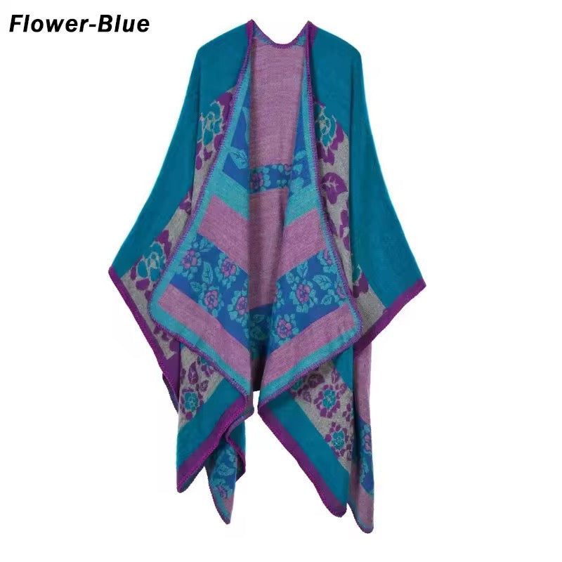 Cashmere Wool Cape Scarf Split Thickened Autumn and Winter Women Cape