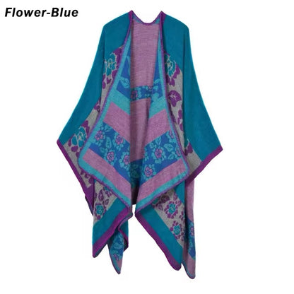 Cashmere Wool Cape Scarf Split Thickened Autumn and Winter Women Cape