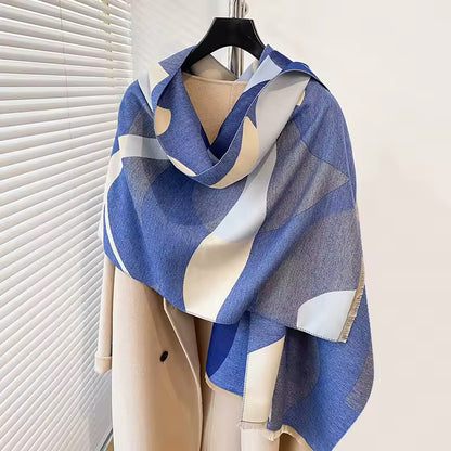 Women Luxurious Cashmere Touch Scarf - Warm Fringe Shawl