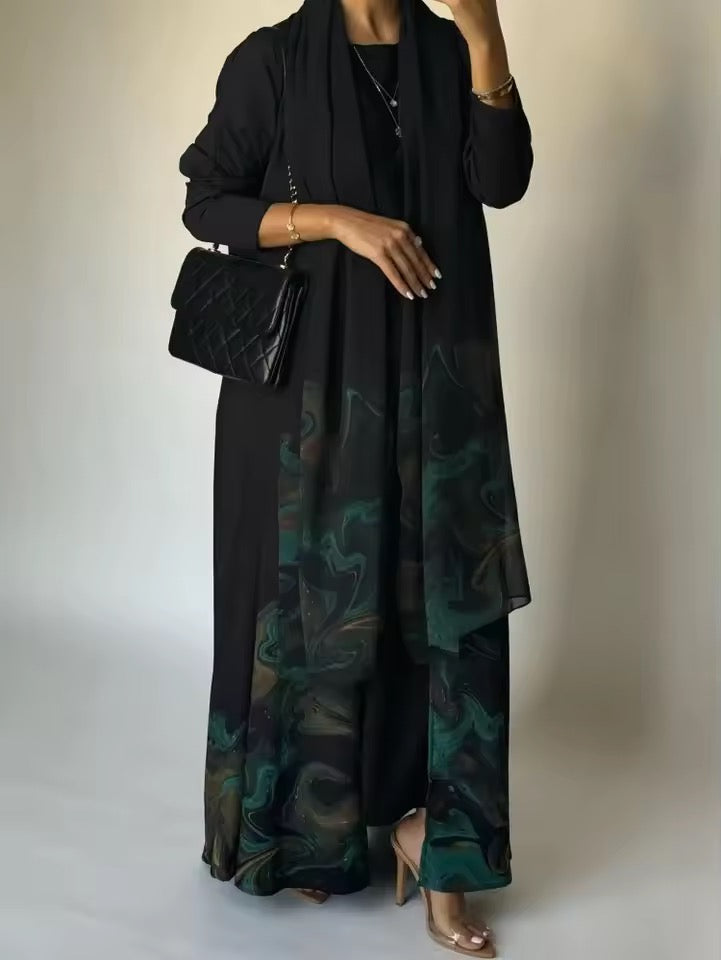 Split Women Black Abaya Modest Clothing Women Split Coat Abaya