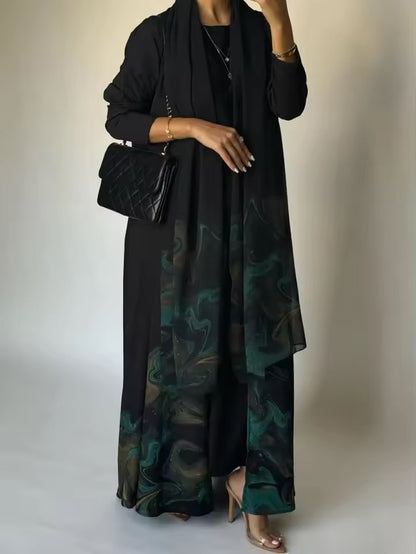 Split Women Black Abaya Modest Clothing Women Split Coat Abaya