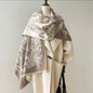 Luxury Women Floral Cashmere Touch Double Sided Flower Scarf - Warm Fringe Shawl