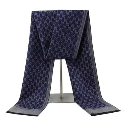 Men & Women Checked Pattern Cashmere Touch Scarf - Warm Fringe Shawl