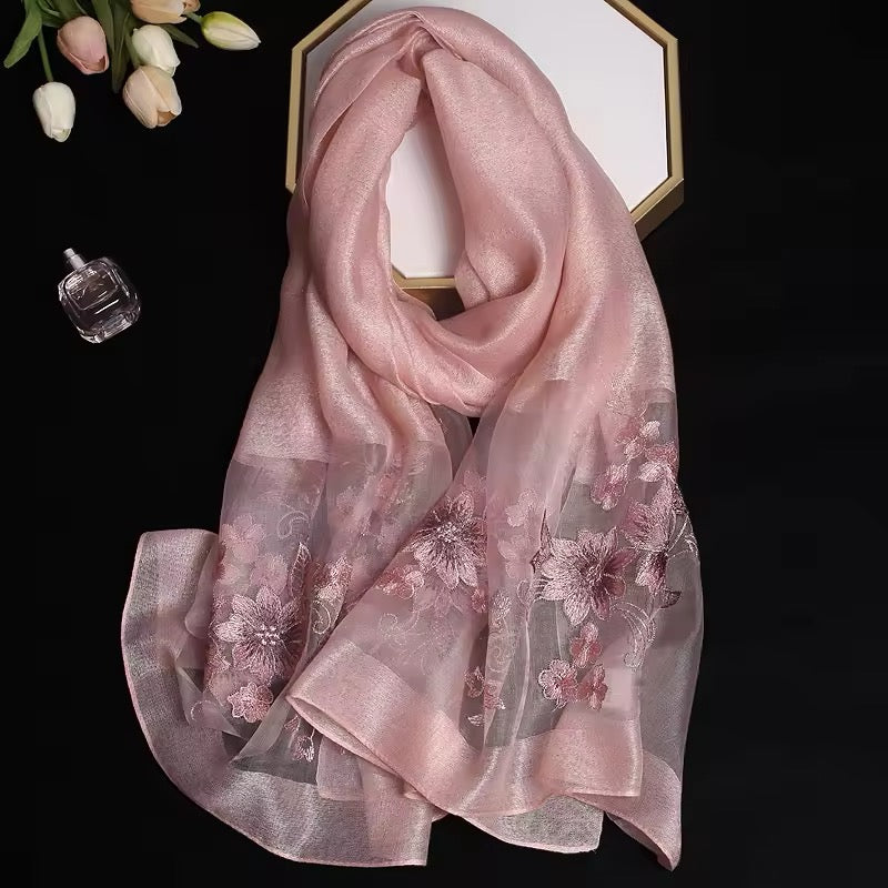 Women Embroidered Scarf Elegant and Versatile for Women Floral Shawl