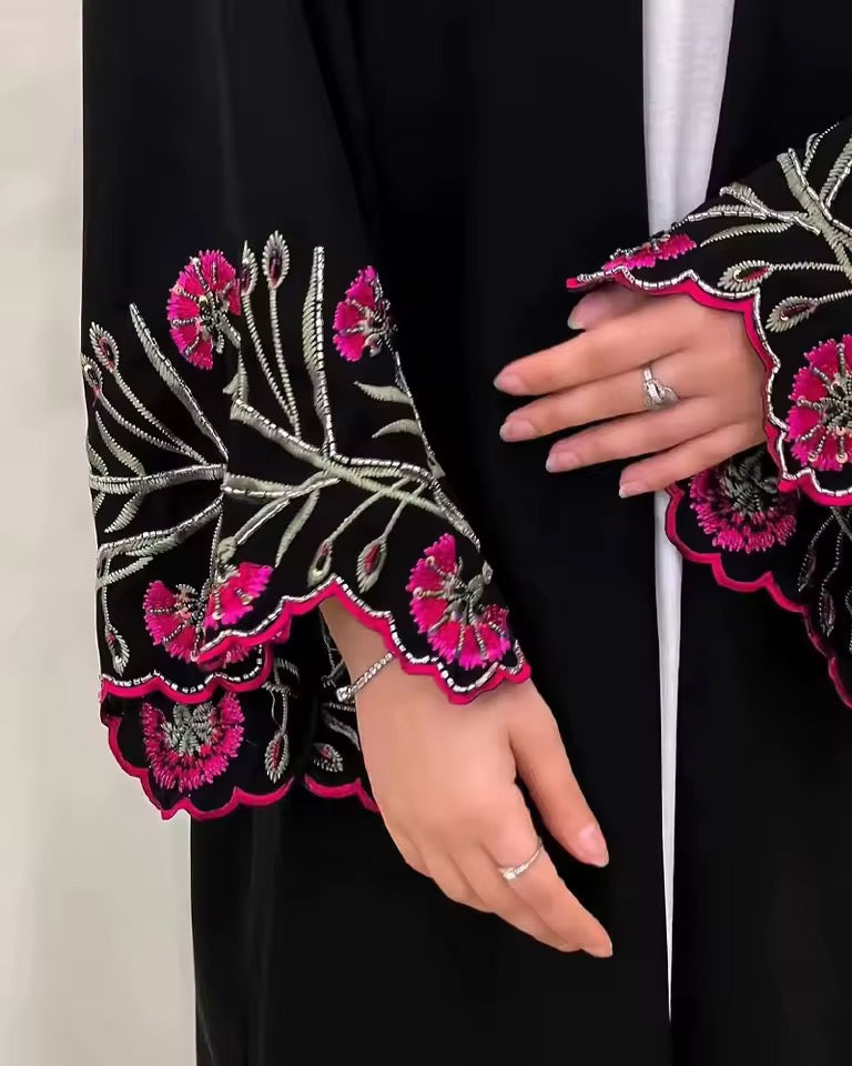 Split Women Black Abaya Modest Clothing Women Split Coat Abaya