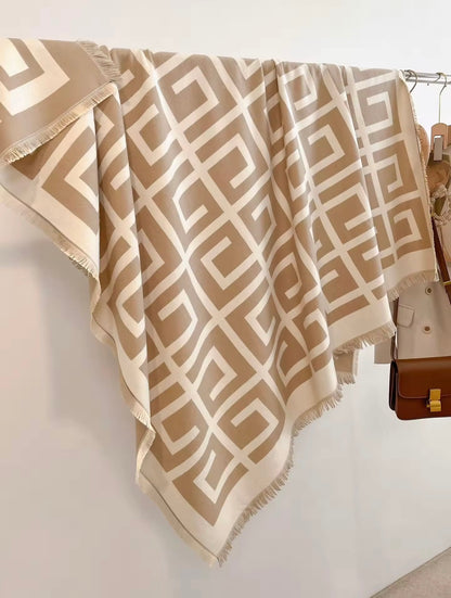 Women Luxurious Cashmere Touch Scarf - Warm Fringe Shawl
