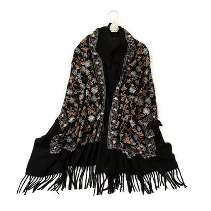 Women Embroidered Scarf Elegant and Versatile for Women Floral Shawl