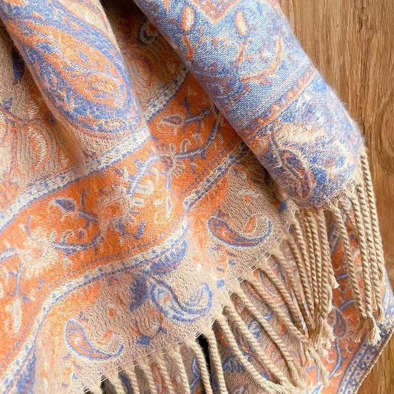 Luxury Women Classic Pashmina Double Sided Cashmere Touch Scarf - Warm Fringe Shawl
