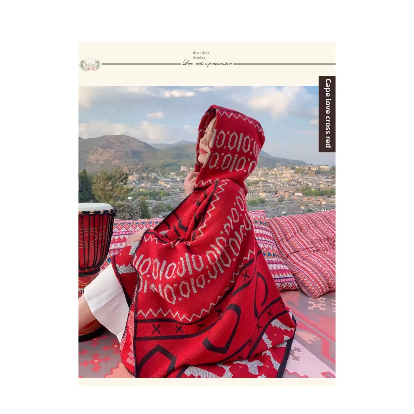 Cashmere Wool Cape Scarf Split Thickened Autumn and Winter Women Cape