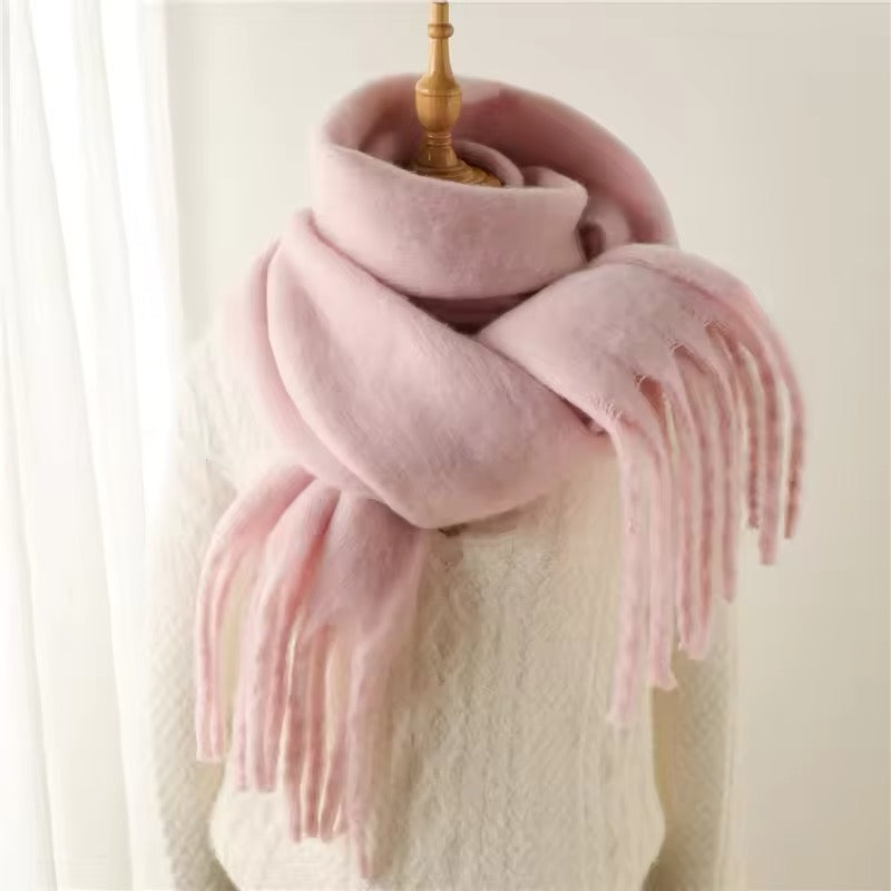 Men Wool & Women Woollen Cashmere Touch Scarf - Warm Fringe Shawl