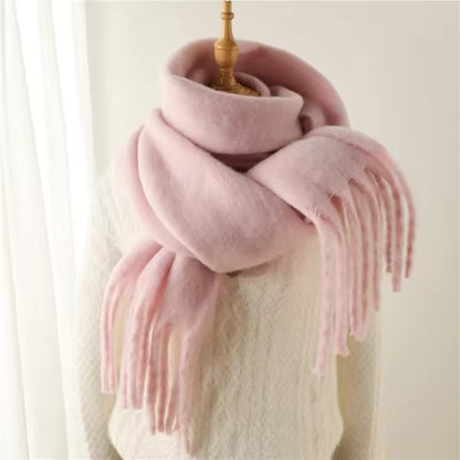 Men Wool & Women Woollen Cashmere Touch Scarf - Warm Fringe Shawl