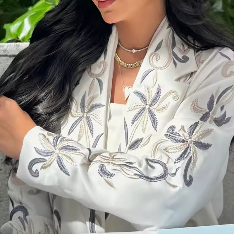 Women Split Abaya Open Front Kaftan Arab Long Robe