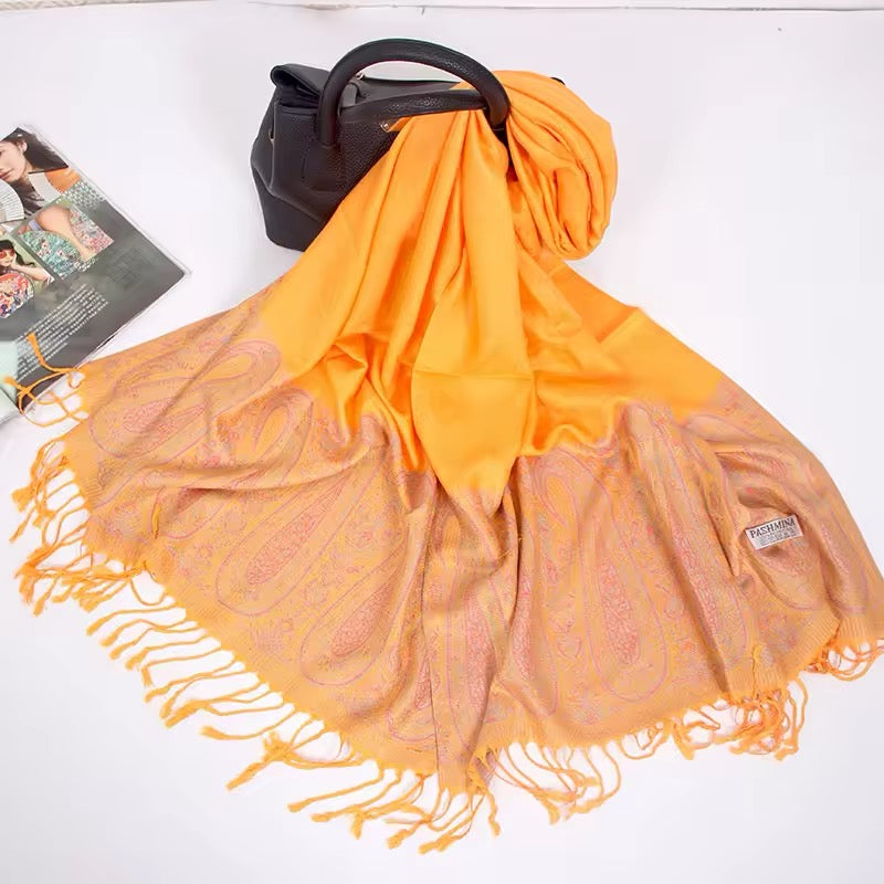 Luxury Women Classic Pashmina Cashmere Touch Scarf - Warm Fringe Pashmina Shaw