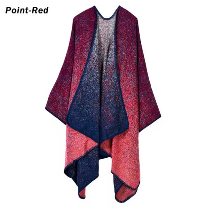 Cashmere Wool Cape Scarf Split Thickened Autumn and Winter Women Cape