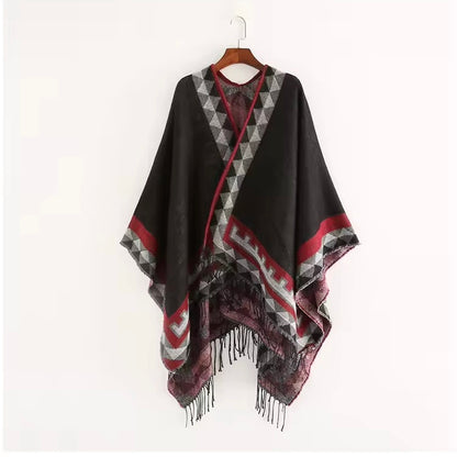 Cashmere Wool Cape Scarf Split Thickened Autumn and Winter Women Cape