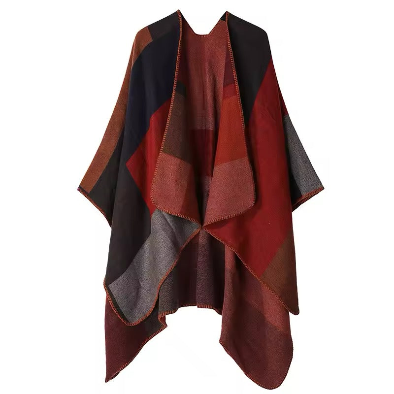 Cashmere Wool Cape Scarf Split Thickened Autumn and Winter Women Cape