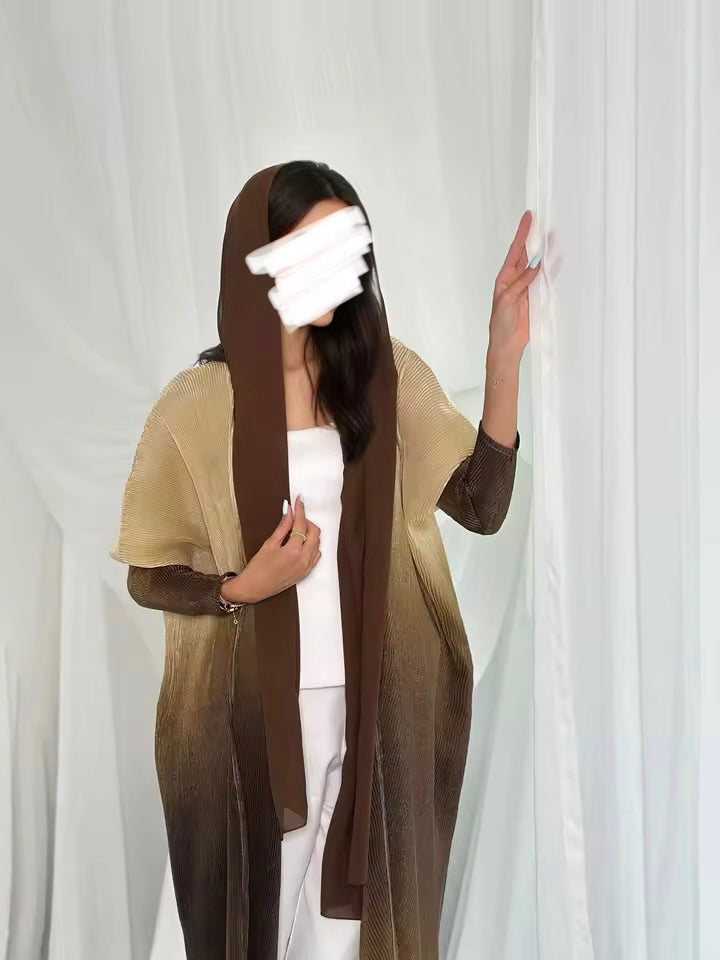 Women Split Abaya Open Front Kaftan Arab Long Robe