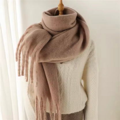 Men Wool & Women Woollen Cashmere Touch Scarf - Warm Fringe Shawl