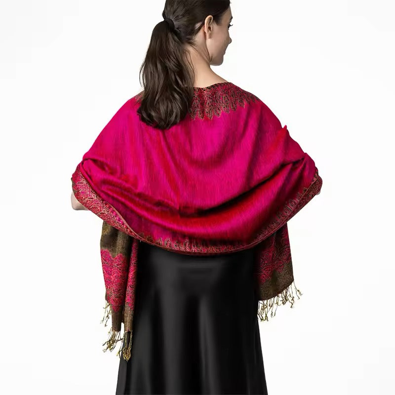 Luxury Women Classic Pashmina Cashmere Touch Bohemia Scarf - Warm Fringe Shawl