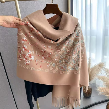 Women Embroidered Scarf Elegant and Versatile for Women Floral Shawl