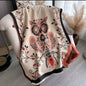 Luxury Women Floral Cashmere Touch Flower Scarf - Warm Fringe Shawl