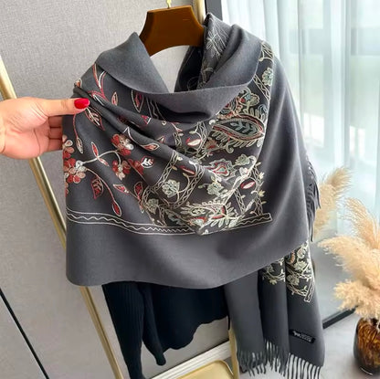 Women Embroidered Scarf Elegant and Versatile for Women Floral Shawl