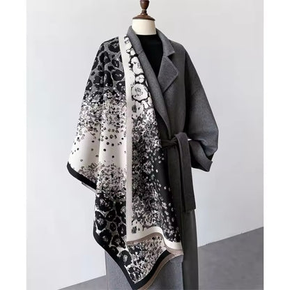 Leopard Print Scarf Thickened Warm Cashmere Double Sided Shawl Women Allure